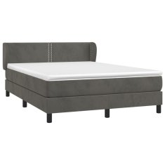 Vidaxl Box spring postelja z vzmetnico temno siva 140x200 cm žamet