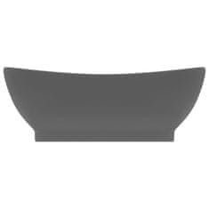 Vidaxl Razkošen umivalnik ovalen mat temno siv 58,5x39 cm keramika