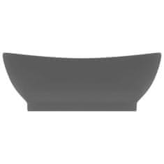 Vidaxl Razkošen umivalnik ovalen mat temno siv 58,5x39 cm keramika
