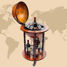 Greatstore Barsko stojalo za vino v obliki globusa les evkaliptusa