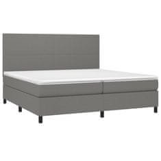 Vidaxl Box spring postelja z vzmetnico LED temno siva 200x200 cm blago