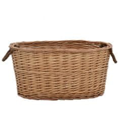 Vidaxl Košara za drva z ročaji za prenašanje 56x40x28 cm naravna vrba