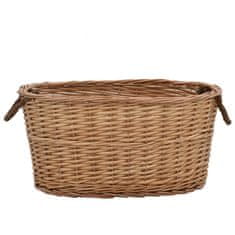 Greatstore Košara za drva z ročaji za prenašanje 58x42x29 cm naravna vrba