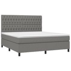 Vidaxl Box spring postelja z vzmetnico temno siva 180x200 cm blago