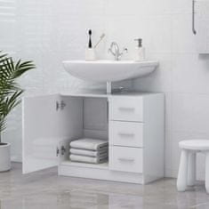 shumee Omarica za umivalnik visok sijaj bela 63x30x54 cm iverna plošča