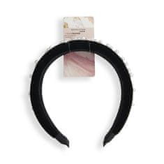 Makeup Revolution Trak za lase s črnimi biseri (Velvet Headband)