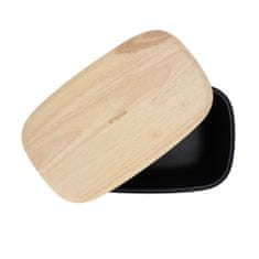 Homla Skrinja za kruh ALONZO črna z lesenim pokrovom 34x17x21 cm