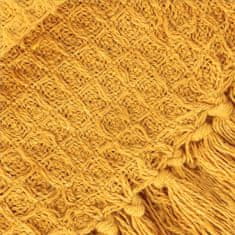 Homla VAFFEL odeja z robovi iz gorčice 130x170 cm