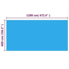 Vidaxl Pravokotno pokrivalo za bazen 1200x600 cm PE modro