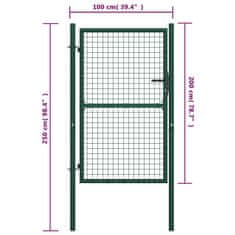 Vidaxl Vrata za ograjo iz jekla 100x200 cm zelena