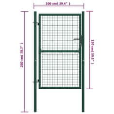 Vidaxl Vrata za ograjo iz jekla 100x150 cm zelena