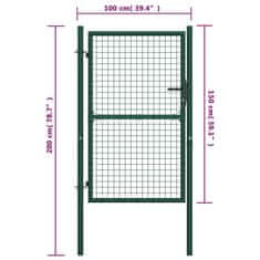 Vidaxl Vrata za ograjo iz jekla 100x150 cm zelena