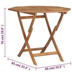 Vidaxl Zložljiva vrtna miza 85x85x76 cm trdna tikovina
