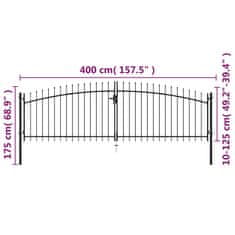 Vidaxl Dvojna vrata za ograjo koničasta 400x175 cm