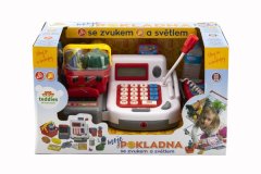 Teddies Digitalna plastična blagajna 30 cm z baterijskimi dodatki z zvokom in svetlobo