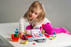 Teddies Digitalna plastična blagajna 30 cm z baterijskimi dodatki z zvokom in svetlobo