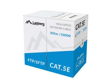 Lanberg LANBERG KABEL FTP CAT.5E 305M CU ŽICE SIVA, CE, RoHS, 100 MHz, F/UTP, HDPE/PVC, 24 AWG, 13.8 kg