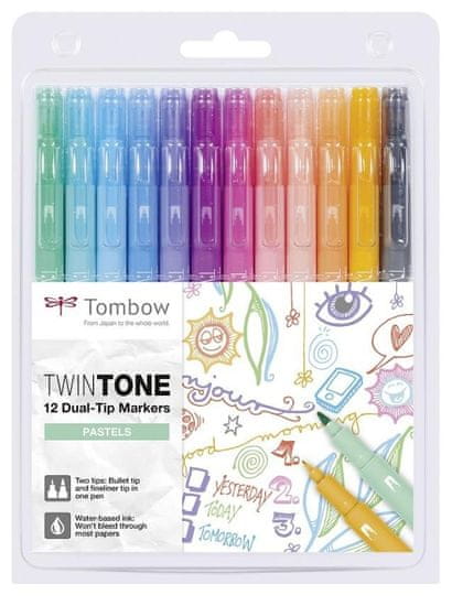 Tombow Komplet obojestranskih markerjev TwinTone - pasteli