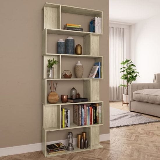 Greatstore Knjižna omara/paravan sonoma hrast 80x24x192 cm iverna plošča