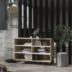 Vidaxl Komoda bela in sonoma hrast 103,5x35x70 cm iverna plošča