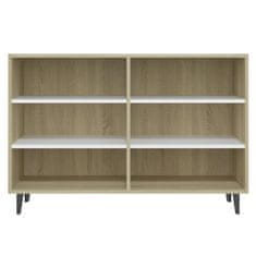 Vidaxl Komoda bela in sonoma hrast 103,5x35x70 cm iverna plošča