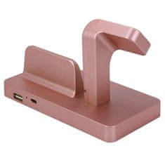 Northix Polnilna postaja USB, združljiva z Apple Watch in iPhone - rožnato zlato 