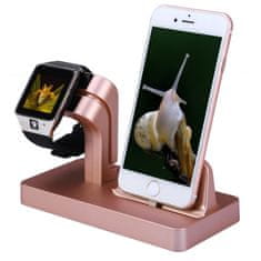 Northix Polnilna postaja USB, združljiva z Apple Watch in iPhone - rožnato zlato 