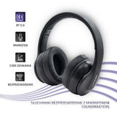 Qoltec qoltec soundmasters brezžične slušalke z mikrofonom | bt 5.0 ab| črna
