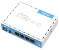 MikroTik, RouterBOARD RB941-2nD, hAP-Lite, 650Mhz CPU, 32MB RAM, 4xLAN, 2.4Ghz 802b/g/n, ROS L4, ohišje, PSU