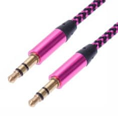 Northix 1m pleteni 3,5 mm aux kabel - roza 