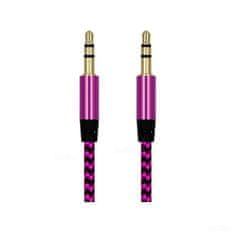 Northix 1m pleteni 3,5 mm aux kabel - roza 