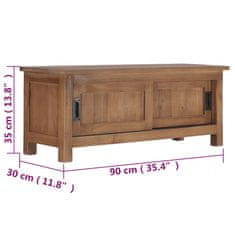 Greatstore TV omarica 90x30x35 cm trdna tikovina