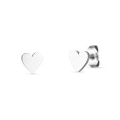 Vuch Minimalistični jekleni uhani Heart Silver Ischi