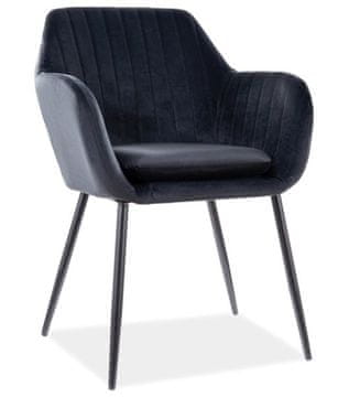 CASARREDO Oblazinjen jedilni stol VANDA žametno črna/črna