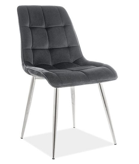 CASARREDO Oblazinjen jedilni stol SIK KROM ŽAMET črna/krom
