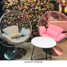 eoshop Viseči stol z stojalom Bubble New Tip 2, prozoren/zlat, siva blazina 106x68x133 cm