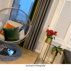 eoshop Viseči stol z stojalom Bubble New Tip 2, prozoren/zlat, siva blazina 106x68x133 cm