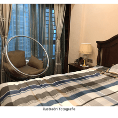 eoshop Viseči stol z stojalom Bubble New Tip 2, prozoren/zlat, siva blazina 106x68x133 cm