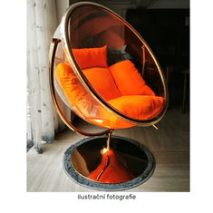 eoshop Viseči stol z stojalom Bubble New Tip 2, prozoren/zlat, siva blazina 106x68x133 cm