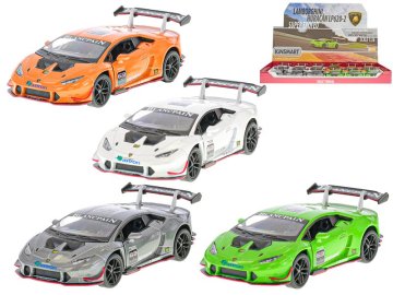 Kinsmart Lamborghini Huracan LP620-2 1:36 12 cm kovinski reverz - mešanica barv (oranžna, zelena, srebrna, bela)