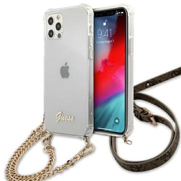 Guess Ovitek Guess za iPhone 12/12 Pro 6.1" z zlato verižno, prozoren
