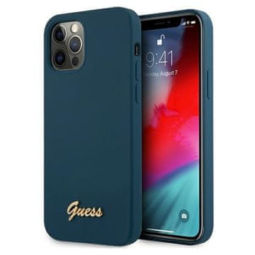 Guess Ovitek Guess Silicone Vintage Metal Logo Script za iPhone 12 Pro Max (6.7") - Modra