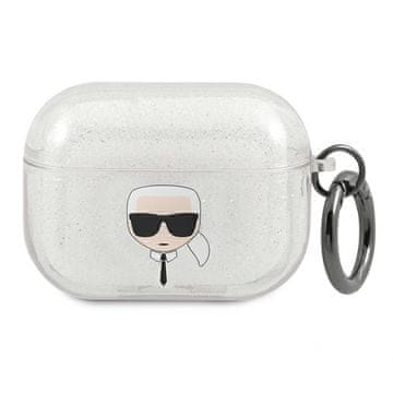 Karl Lagerfeld Karl Lagerfeld KLAPUKHGS Srebrna Glitter ovitek za AirPods Pro z motivom Karl's Head