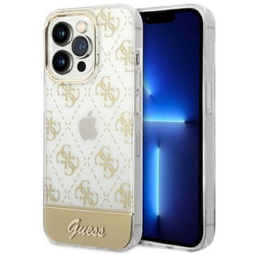 Guess Ovitek Guess Hardcase 4G z vzorcem zlate barve za iPhone 14 Pro