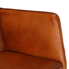 Greatstore Gugalni stol s stolčkom za noge rumenorjav iz pravega usnja
