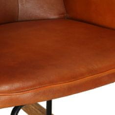Greatstore Gugalni stol s stolčkom za noge rumenorjav iz pravega usnja