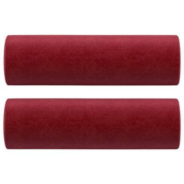 Vidaxl Okrasna blazina 2 kosa vinsko rdeča Ø15x50 cm žamet