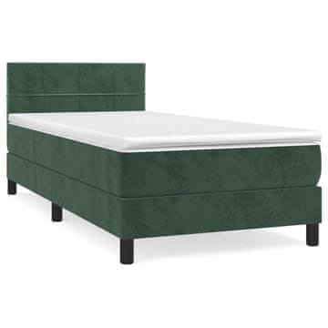 Vidaxl Box spring postelja z vzmetnico temno zelena 80x200 cm žamet