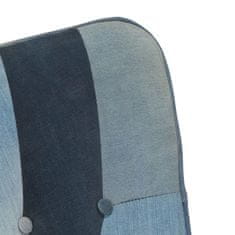 Vidaxl Gugalni stol s stolčkom za noge denim krpanka platno