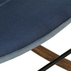 Vidaxl Gugalni stol s stolčkom za noge denim krpanka platno